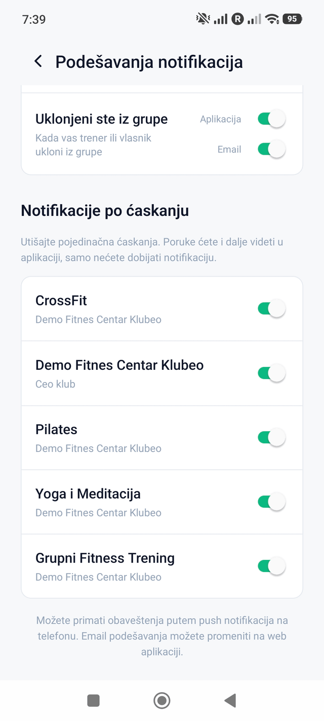 Utišavanje pojedinačnih ćaskanja i notifikacija o uklanjanju iz grupe