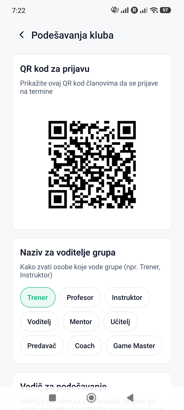 QR kod za teretanu koji se štampa i lepi na vrata za prijavu na termin